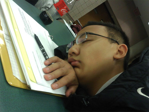 Asians Sleeping in the Library